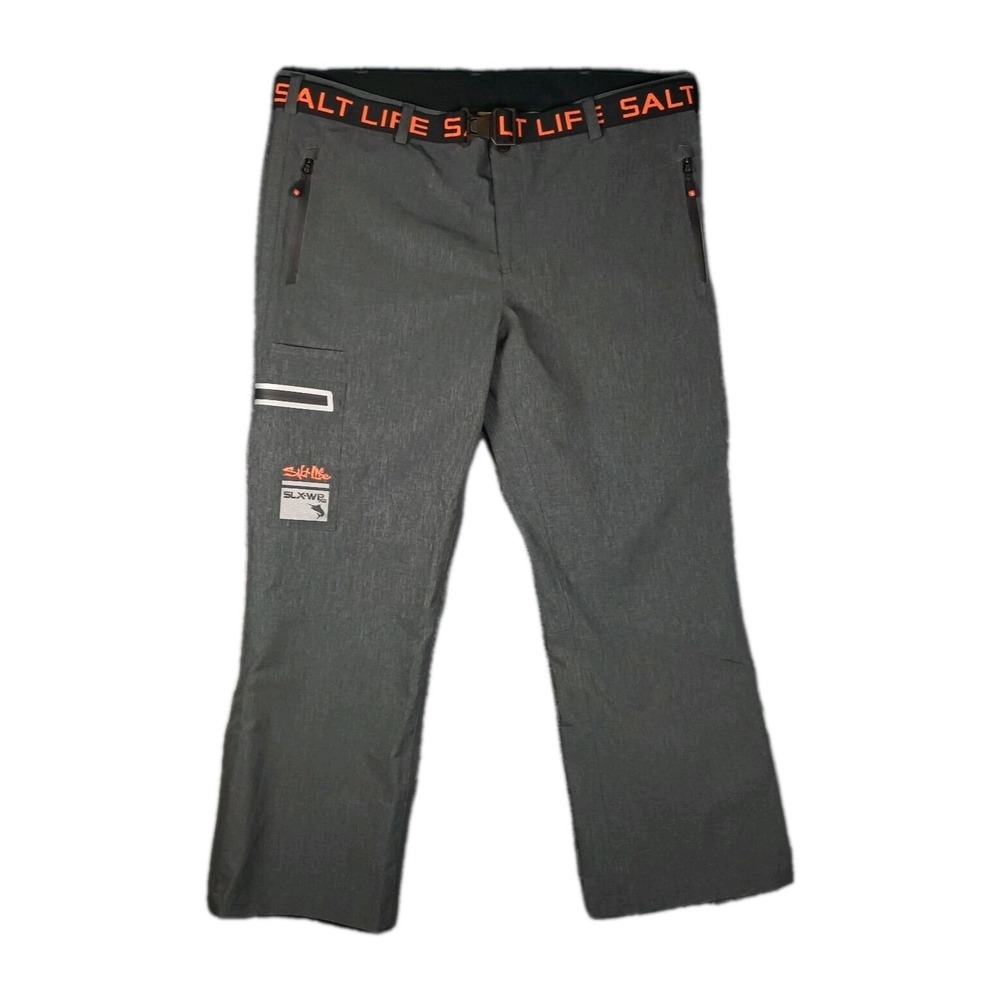 Salt Life Fishing Pants Men Large 44x32 Gray All Weather Waterproof